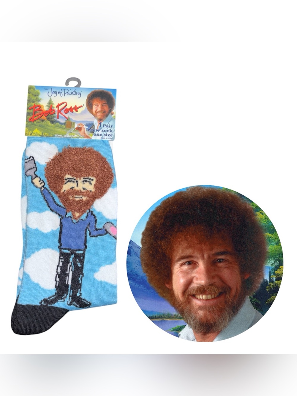 Bob Ross Joy of Painting Socks